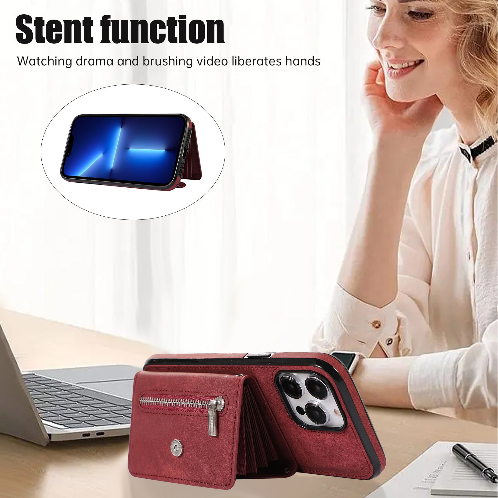 For iPhone 13 Pro 6.1 inch Anti-scratch PU Leather+TPU Phone Case with Kickstand RFID Blocking Card Bag Cover For iPhone 13 Pro 6.1 inch Anti-scratch PU Leather+TPU Phone Case with Kickstand RFID Blocking Card Bag Cover